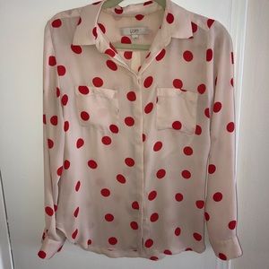 LOFT polka dot blouse Size small